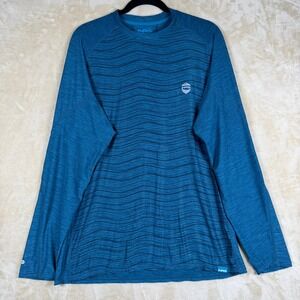 NRS Mens XL Blue Heather Wave Print UPF 50+ Long Sleeve Performance Shirt